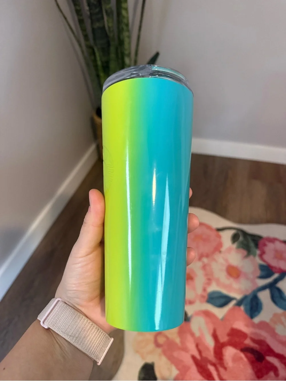 Like New Starbucks Neon Lime to Blue Ombré Stainless Steel Tumbler - 16 oz - Picture 2 of 7